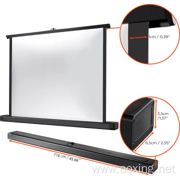 Pull up desktop table top protable projector screens